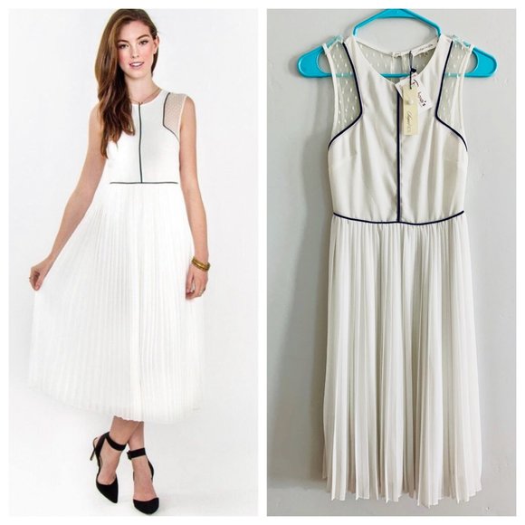 Sold Sugarlips White Pleated Lace A Line Dress - Picture 2 of 12